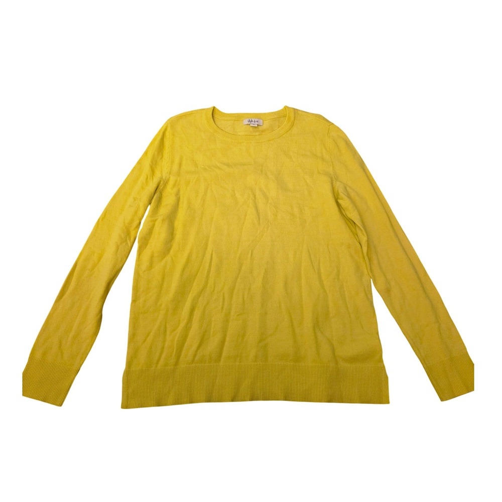Style & Co Womens Yellow Long Sleeve Crewneck Knit Sweater Size M